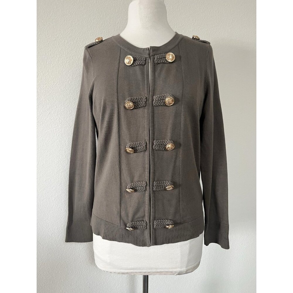 INC International Concepts Olive Green Military Steampunk Sweater Size M $79 NWT